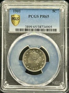 1901�N 5�Z���g�i�v���[�t�j���o�e�B�w�b�h 5�Z���g PCGS �S�[���h�V�[���h PR65 3899