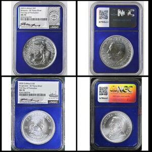 2枚セット 1オンス 銀貨 2025年 クルーガーランド&ブリタニア SS ティラワ NGC MS70 船舶標識
