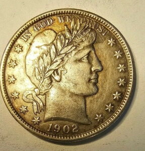 1902年 バーバー シルバー ハーフドル ミントステート 魅力的なトーニング MS *GEM*