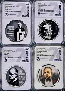 7k メタル ゴッドファーザー シリーズ 4 コイン セット 50 周年記念 1 オンス .999 NGC 70 2022 1000 ミント!