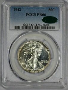 1942�N �v���[�t �E�H�[�L���O ���o�e�B 50�Z���g �n�[�t �h�� PCGS PR 66 CAC ���F