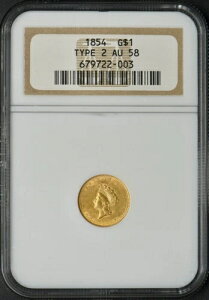 1854�N �^�C�v2 1�h������ ���o�e�B - NGC AU58 - �����L�� - ?COINGIANTS?