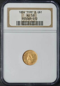 1854N ^Cv2 1h oeB - NGC AU58 - L - ?COINGIANTS?