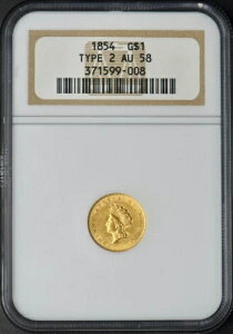 1854�N �^�C�v2 1�h������ ���o�e�B - NGC AU58 - �����L�� - ?COINGIANTS?
