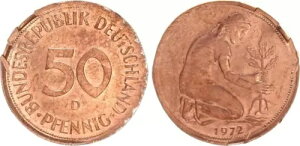 Frg 50 Pfennig 1972 D On 1 Pfennig Ronde 2,0 G G{XH XF LZ