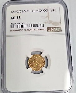 1860/59Mo FH LVR 1/2 GXN[h NGC AU53 J233