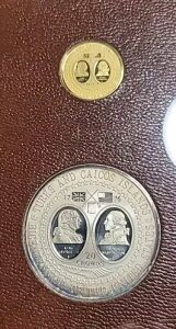 ターク・カイコス諸島 1976年 プルーフ2枚セット、金/銀、ケース/COA、箱、少量発行