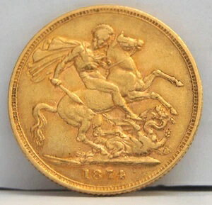 1874年 ビクトリア・ヤングヘッド金貨 ソブリン セントジョージ リバース シドニー造幣局