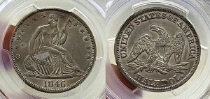 1846年 WB-14 トールデイト スパイク付き 4人乗りリバティハーフダラー PCGS AU 詳細クリーニング済み