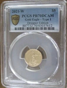 2021-W ファーストストライク タイプ1 5ドル金貨 イーグル プルーフ 1/10オンス PCGS PR70DCAM 商品番号 HTX
