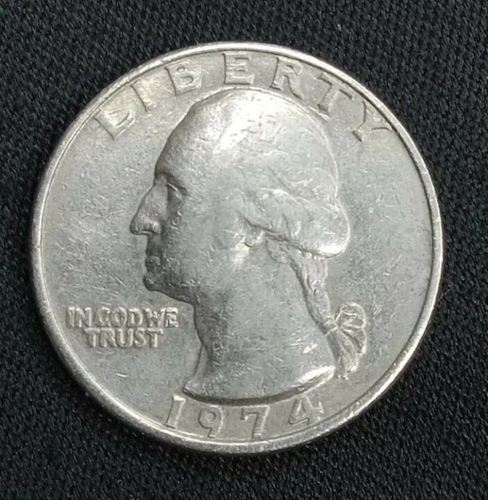 楽天市場】1974年ワシントン25セント硬貨（流通、ミントマークなし 