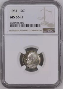 1951�N 10�Z���g FB ���[�Y�x���g �_�C�� NGC MS66FT 6554597-005