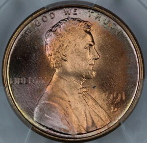 1991-D PCGS MS67RD 魅力的な色調のリンカーンセント 50864002