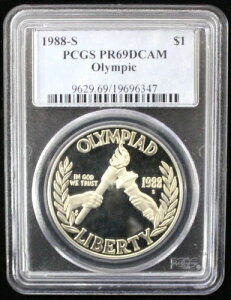1988-S 米国 1ドル オリンピック記念銀貨 - PCGS PR69DCAM