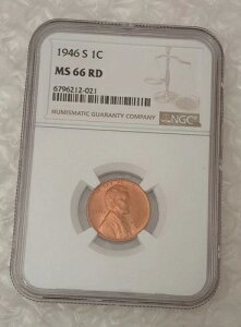 アメリカ 1セント?リンカーン小麦ペニー 1946 S?* MS 66 RD?NGC製? 1セント