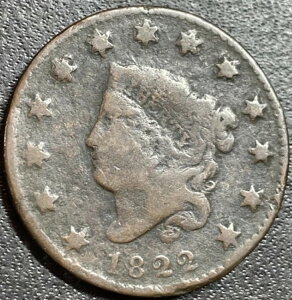 1822年 1セント アメリカ合衆国 ラージセント - コロネットヘッド