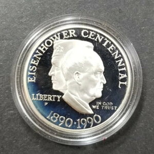 1990-P アイゼンハワー100周年記念銀貨 米国造幣局 90% コイン カプセル入り