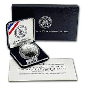 米国造幣局 1992-W ホワイトハウス記念プルーフ銀貨(箱付き、COA OGP付き)
