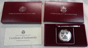 1988-S オリンピック プルーフ シルバー ドル 米国造幣局記念 1 ドル OGP ボックス COA