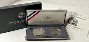 1991年 アメリカ造幣局 ラシュモア山 50周年記念 プルーフコイン2枚セット(COA付き)