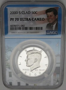 2000-S ケネディ 50セント プルーフ クラッド NGC PF70 ウルトラカメオ - 第35代大統領 ホワイトハウス コア