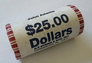 $25 額面 2007 ジョン・アダムズ大統領 $1 1ドル硬貨 UNC 未開封 バンクロール P?