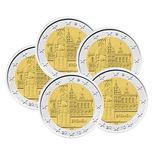 2010年ドイツ2ユーロ未流通コインブレーメン市庁舎&ローランド - 全5造幣局