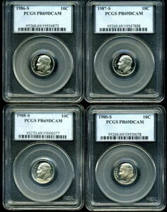 �v���[�t 10�Z���g ���[�Y�x���g �_�C�� 4���Z�b�g PR69DCAM PCGS 19554872