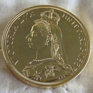 1887年 ヴィクトリア女王 ユニフェイス 金メッキ プルーフパターンモデル クラウン