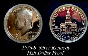 1枚 - 1976年 ケネディ ハーフ ダラー シルバー プルーフ。銀価格が上昇中。