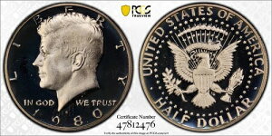 1980N S 50Zg PlfB n[t_[ PCGS PR69DCAM S[hV[hTrueViewŕی