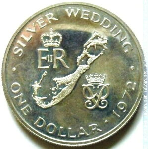 1972年エリザベス女王シルバーウェディングバミューダプルーフシルバードル