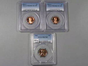 3 �v���[�t PCGS �����J�[�� �E�B�[�g �y�j�[: 1986-S ����� 1991-S PR69 RD DCAM�A1961 PR67 RD�B