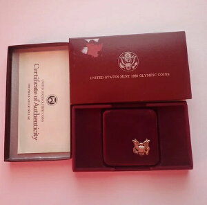 1988-S プルーフ オリンピック シルバー ダラー 米国造幣局記念コイン - ミントボックスと品質証明書付き