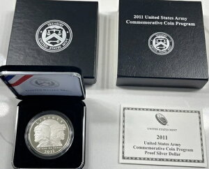 2011年 アメリカ陸軍記念 90% シルバー プルーフコイン プログラム(箱と保証書付き)