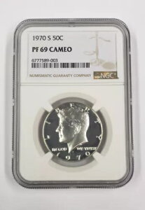 1970 S PF69 �J���I �V���o�[ �v���[�t �P�l�f�B �n�[�t�_���[ �z���C�g�R�C�� JFK 50�Z���g�ANGC