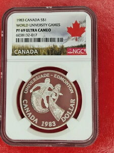 1983�N PF69 NGC �E���g���J���I �J�i�_ $1 �V���o�[ ���[���h���j�o�[�V�e�B�Q�[���Y �v���[�t�R�C�� UC
