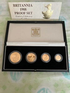 1988年ブリタニア4プルーフ金貨セットボックスカプセル証明書送料無料とボーナス