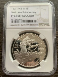 1991-1995�N ��񎟐��E��� 1�h�� NGC PF 69 �E���g���J���I �V���o�[�v���[�t�L�O�h��