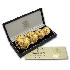 1987年 イギリス 4枚セット ブリタニア金貨 プルーフセット(箱・品質証明書付き)