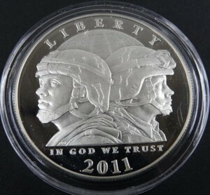 2011-P 米陸軍プルーフ銀貨 米国造幣局記念 1ドル カプセルのみ