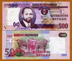 モザンビーク、500 メティカイ、2011、P-153a、UNC バッファロー