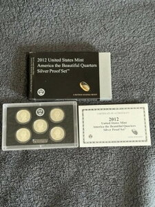 2012-S アメリカ造幣局 美しいシルバークォータープルーフセット OGP & COA付き