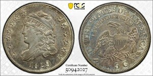 1829�N�� �L���b�v�h�o�X�g �n�[�t�_�C�� LM-12 R-6 PCGS AU �ڍ� ���C���{�[�g�[��