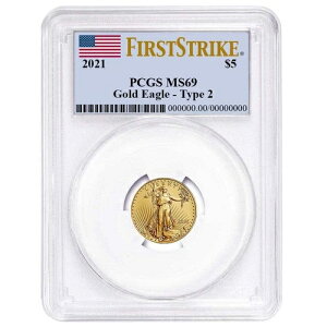 2021�N 5�h�� �^�C�v2 �A�����J�� �S�[���h �C�[�O�� 1/10�I���X PCGS MS69 FS �t���b�O���x��