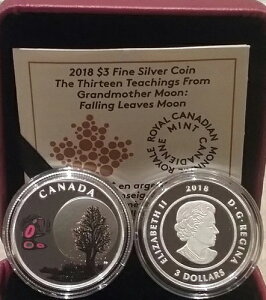 2018�N Falling Leaves Moon �V���o�[�v���[�t 3�h���R�C�� �J�i�_ 13Teachings Grandmother Moon
