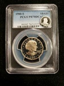 1980-S $1 PCGS PR70DCAM�B������SBA�A�D�ꂽ���˖ʁiSB7:AB�j