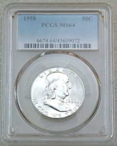 1958�N P �t�����N���� �n�[�t�_���[ PCGS MS64 90% FBL �z���C�g �t���X�e�B ���X�^�[ PQ #C27F