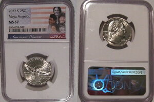 2022年S マヤ・アンジェロウ 25セント NGC MS 67 アメリカ人女性クォーター