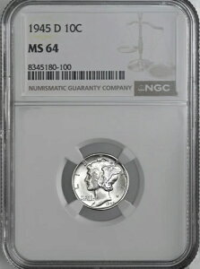 1945-D 10Zg }[L[ Vo[ _Cufo[~gvNGC MS64 #8345180-100